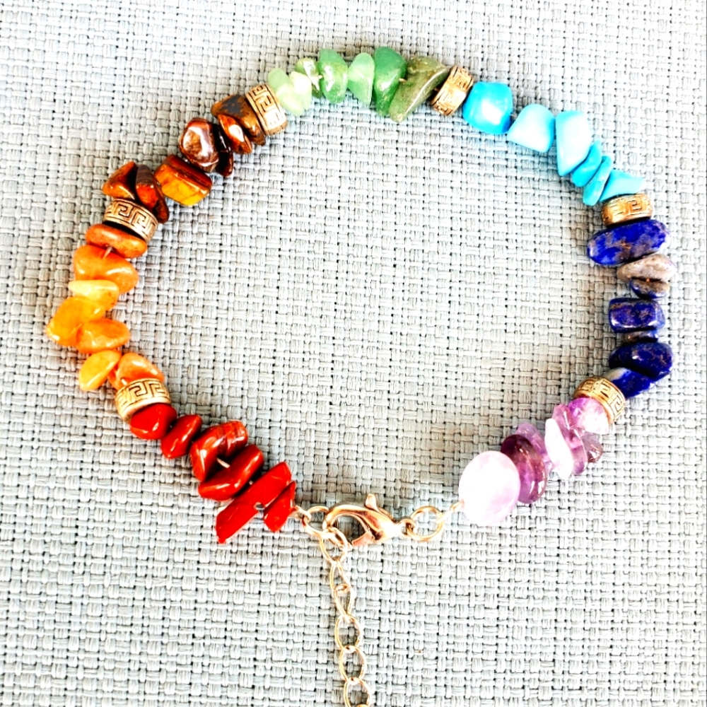 New 7 Chakra Mixed Gemstone Bracelet.